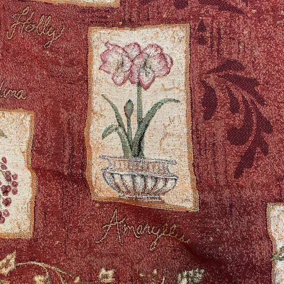 Vintage Christmas throw blanket Holiday Botanical metallic tapestry 50” by 60” - Picture 2 of 10